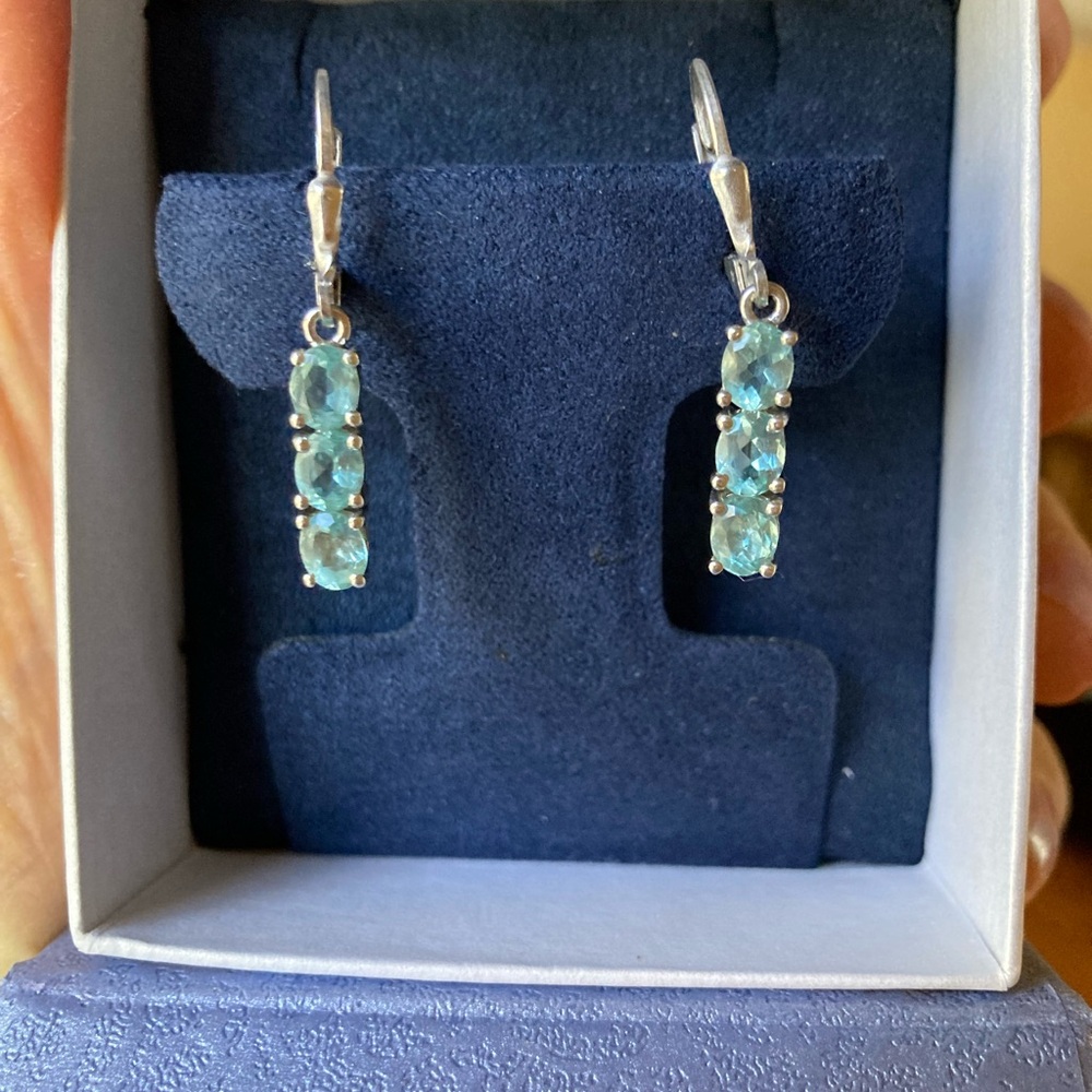 Sky Blue Topaz Drop Earrings with Leverback